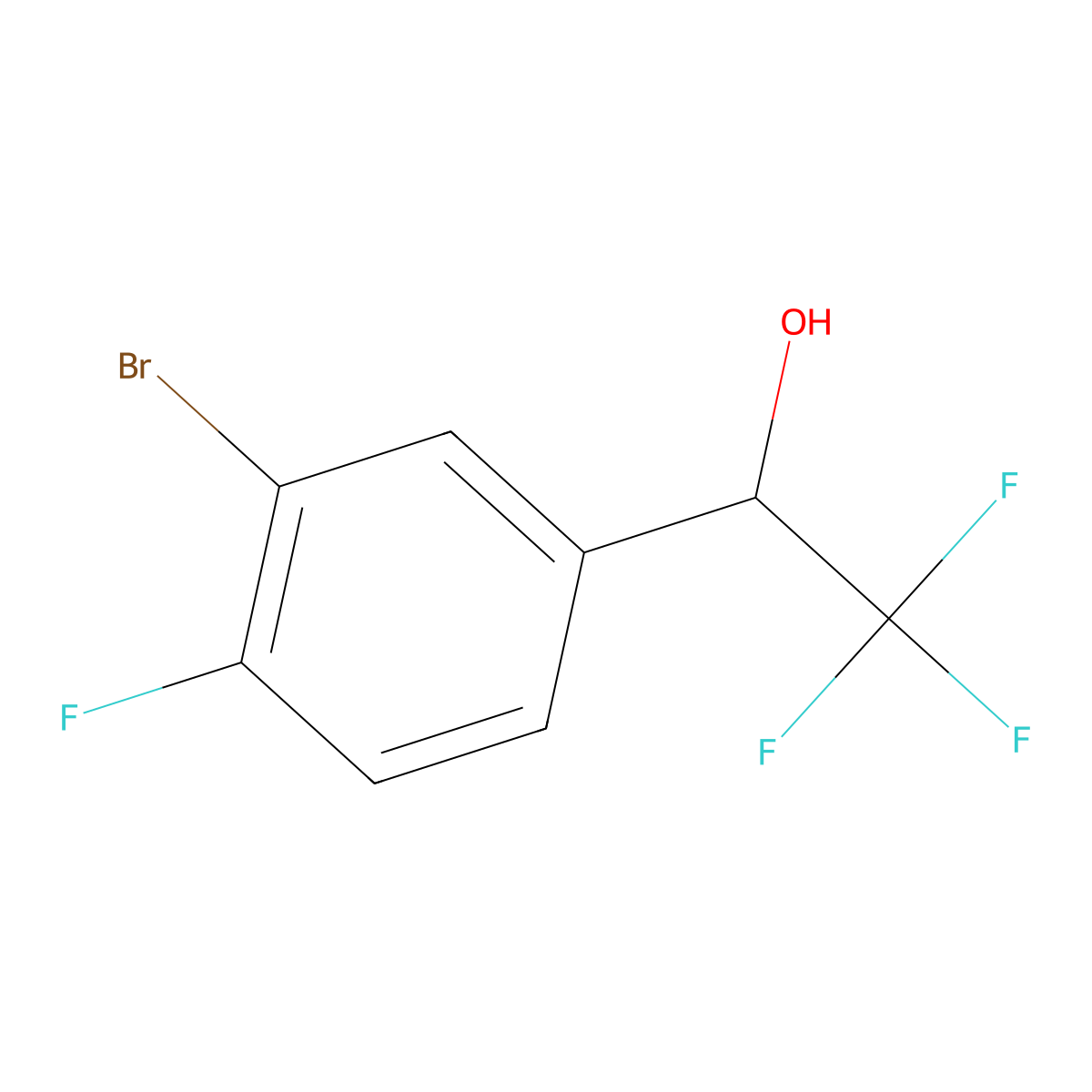 1-(3-Bromo-4-fluorophenyl)-2,2,2-trifluoroethanol molecular structure, CAS 150698-79-6