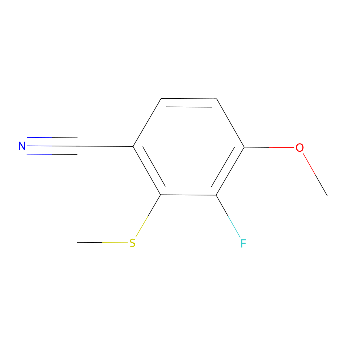 3-Fluoro-4-methoxy-2-(methylthio)benzonitrile molecular structure, CAS 1506980-40-0