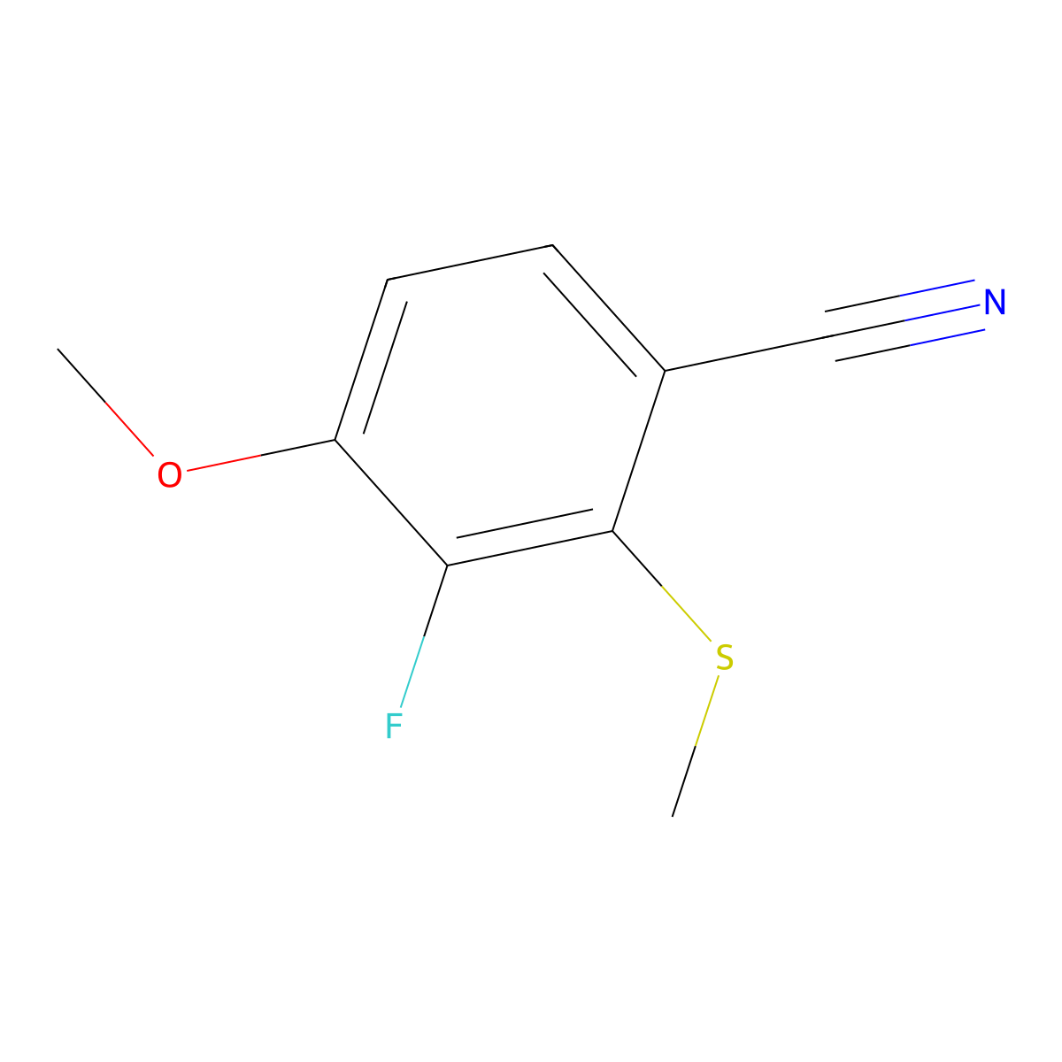 3-Fluoro-4-methoxy-2-(methylthio)benzonitrile molecular structure, CAS 1506980-40-0
