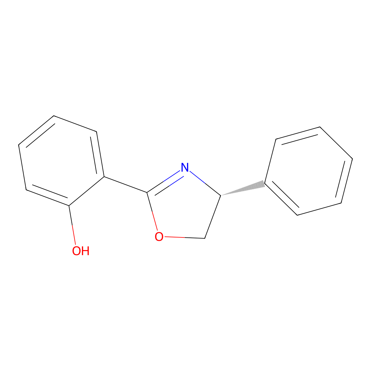 (R)-2-(4-Phenyl-4,5-dihydrooxazol-2-yl)phenol molecular structure, CAS 150699-08-4
