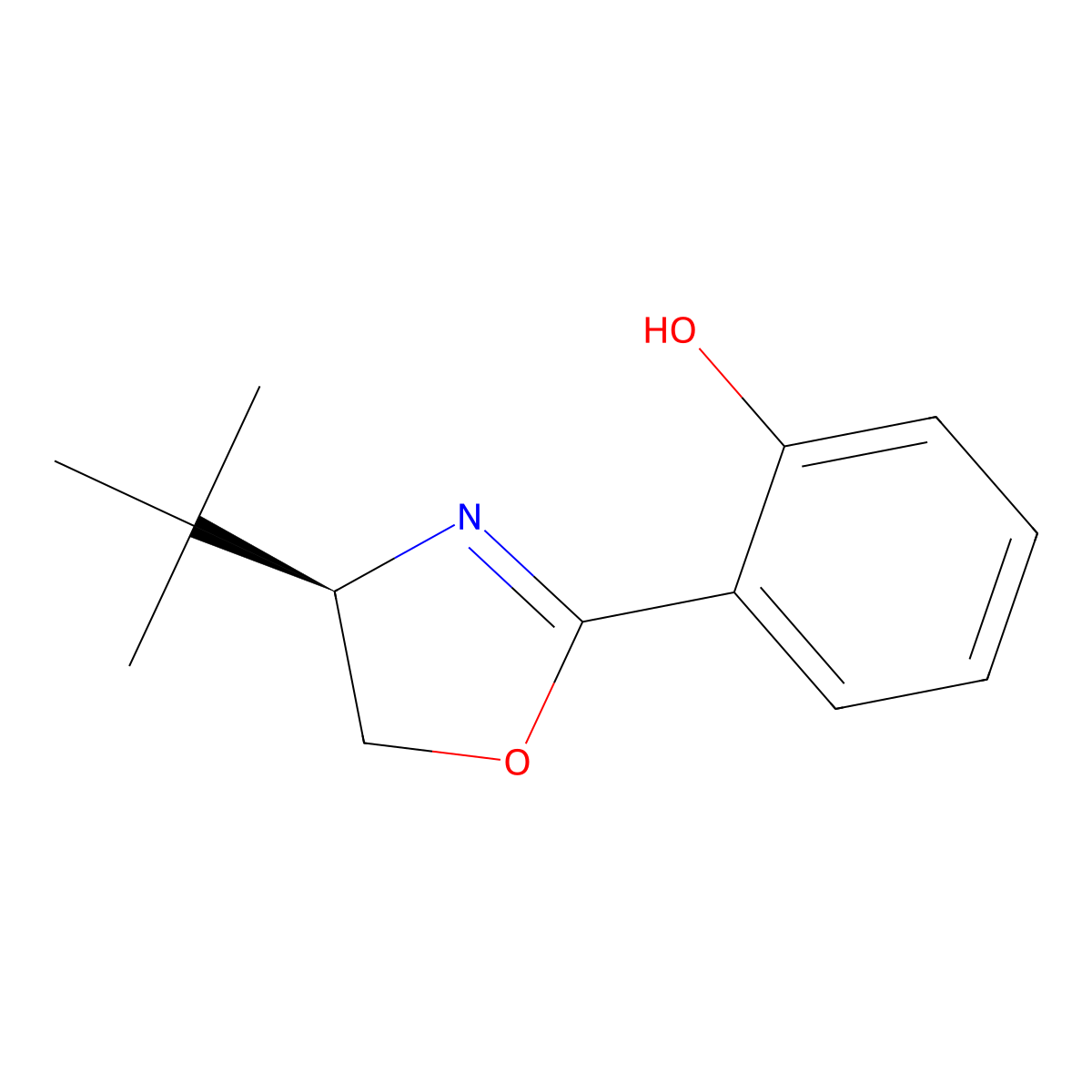 (R)-2-(4-(tert-Butyl)-4,5-dihydrooxazol-2-yl)phenol molecular structure, CAS 150699-10-8