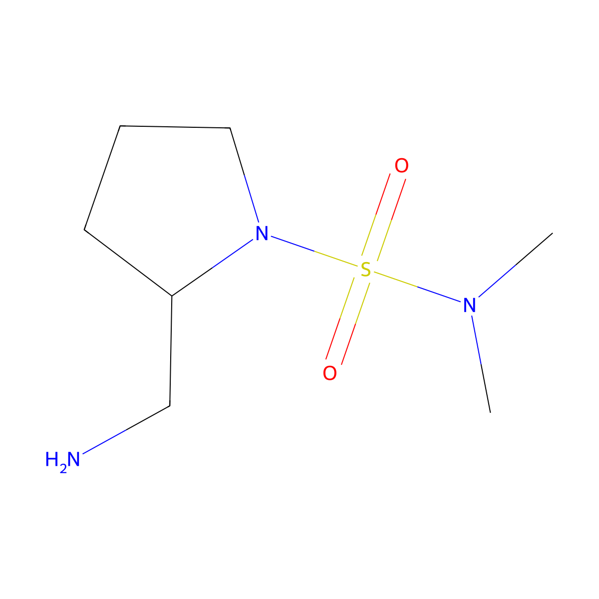 2-(aminomethyl)-N,N-dimethylpyrrolidine-1-sulfonamide molecular structure, CAS 1506991-82-7