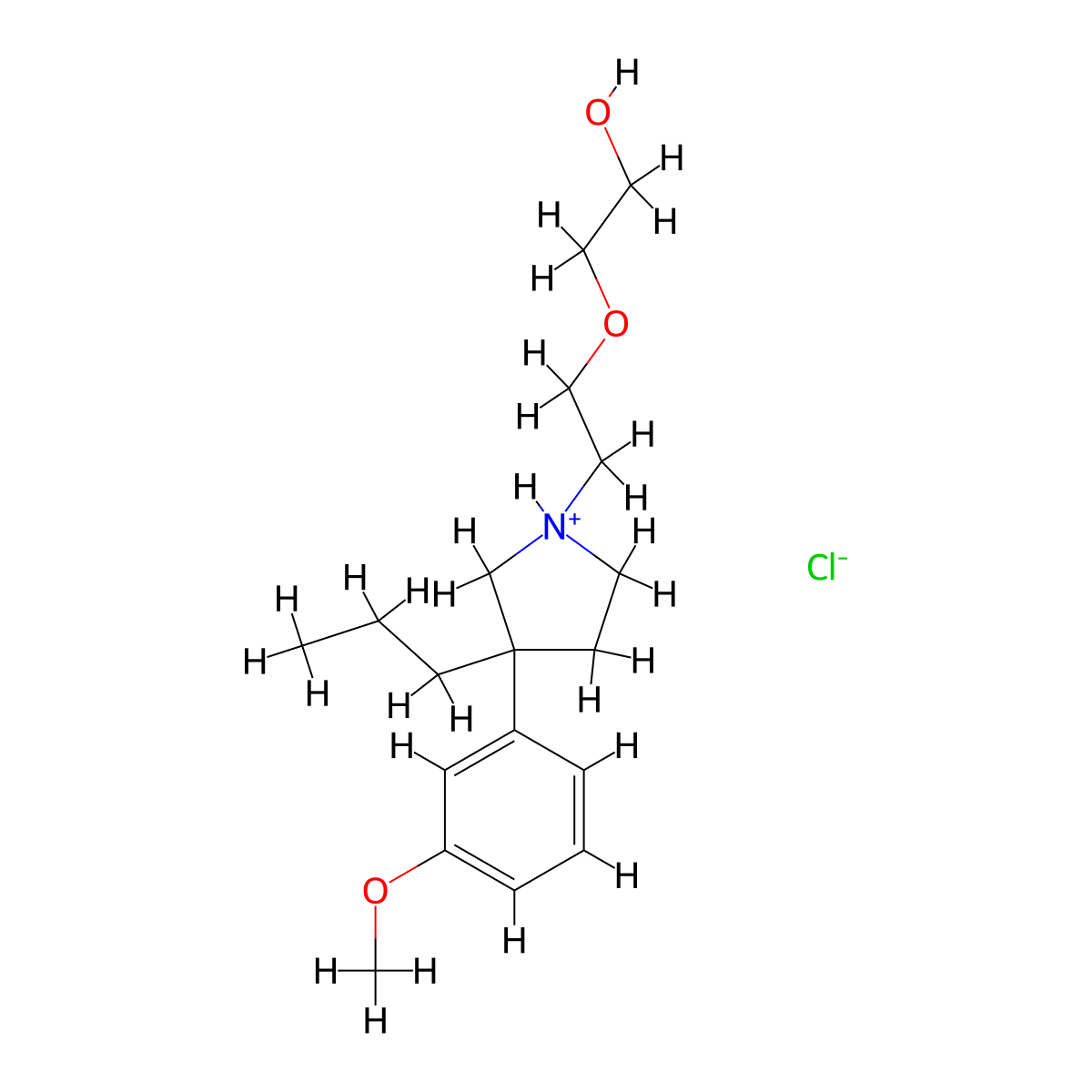 Ethanol, 2-(2-(3-(m-methoxyphenyl)-3-propyl-1-pyrrolidinyl)ethoxy)-, hydrochloride molecular structure, CAS 1507-64-8