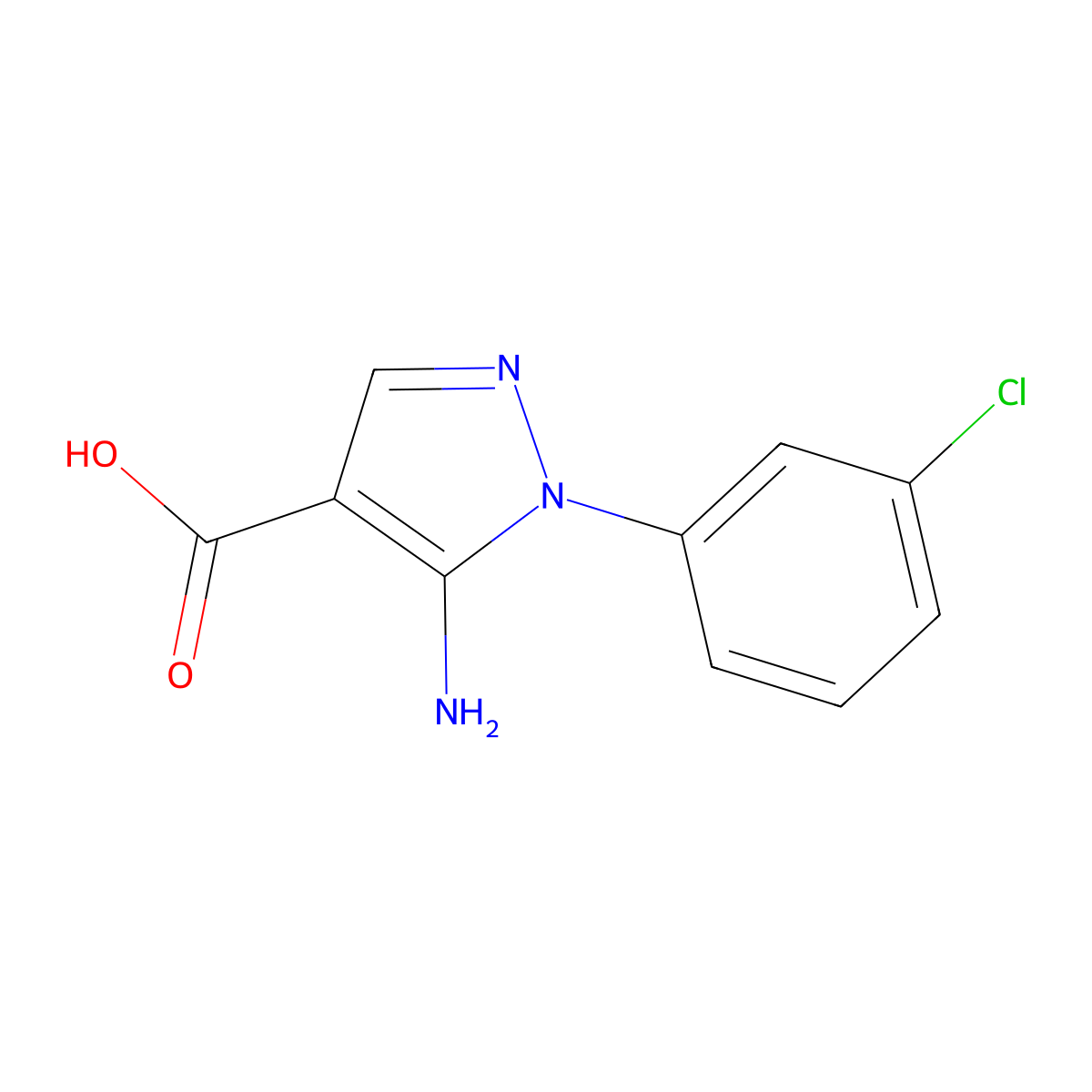 5-Amino-1-(3-chlorophenyl)-1H-pyrazole-4-carboxylic acid molecular structure, CAS 15070-84-5