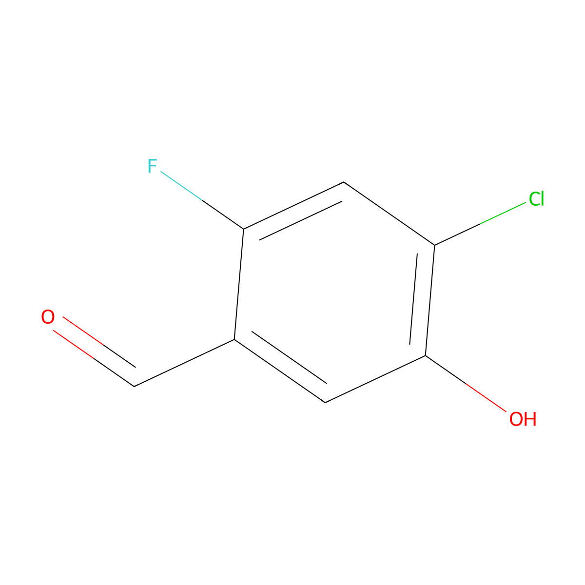 4-Chloro-2-fluoro-5-hydroxy-benzaldehyde molecular structure, CAS 1507007-33-1