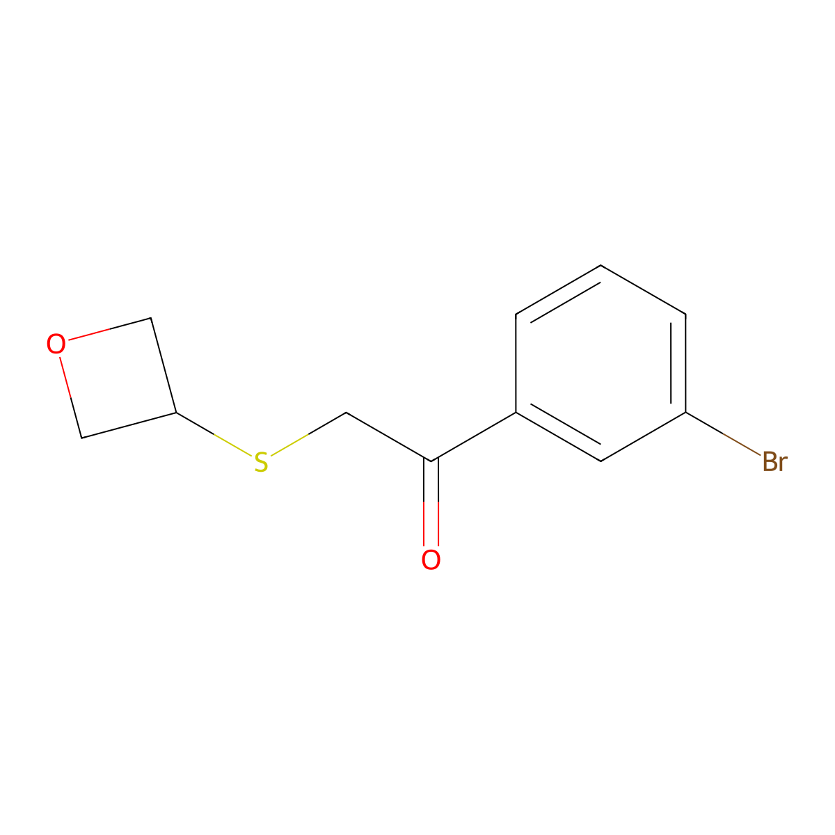 1-(3-Bromophenyl)-2-(oxetan-3-ylthio)ethan-1-one molecular structure, CAS 1507010-90-3