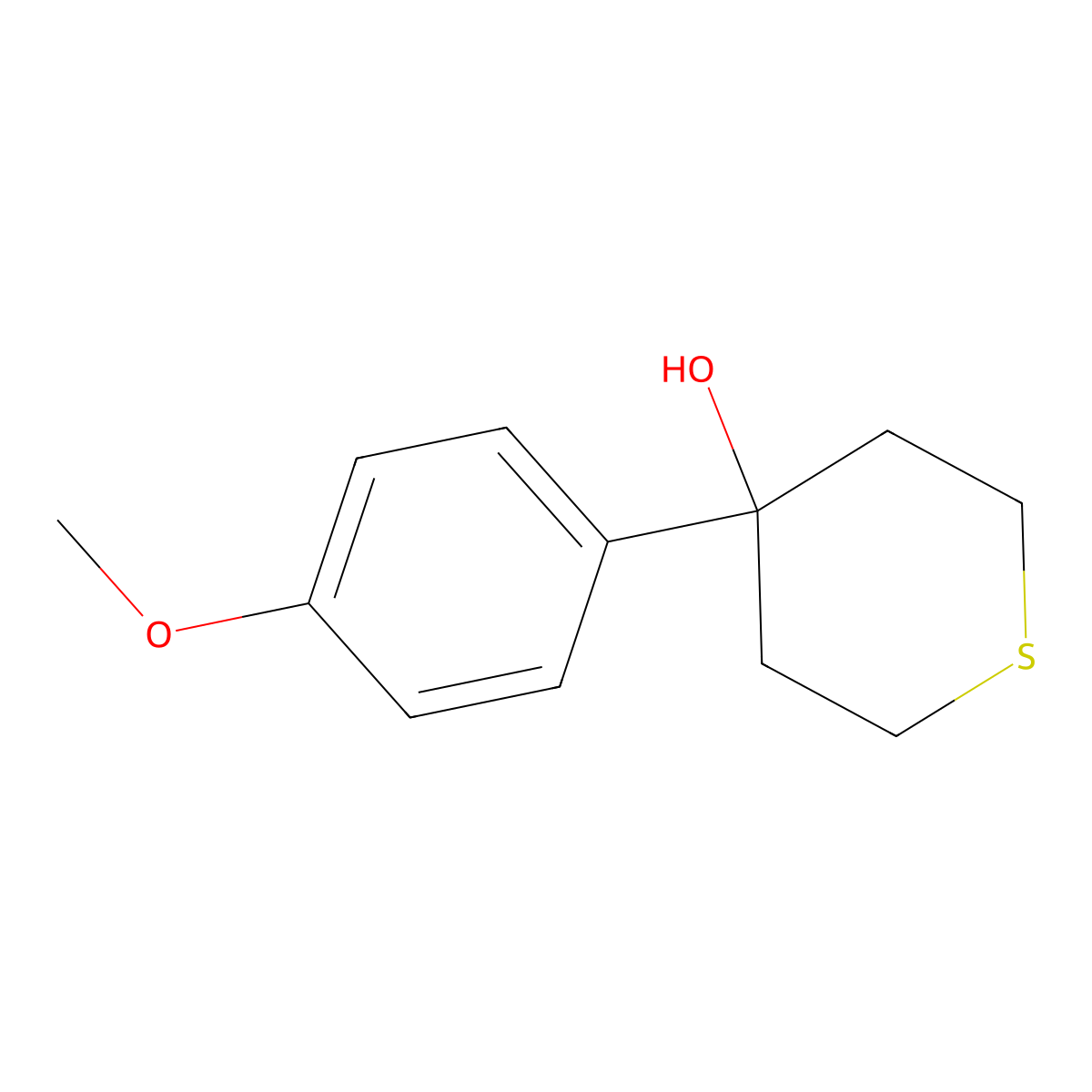 4-(4-methoxyphenyl)tetrahydro-2H-thiopyran-4-ol molecular structure, CAS 1507023-63-3