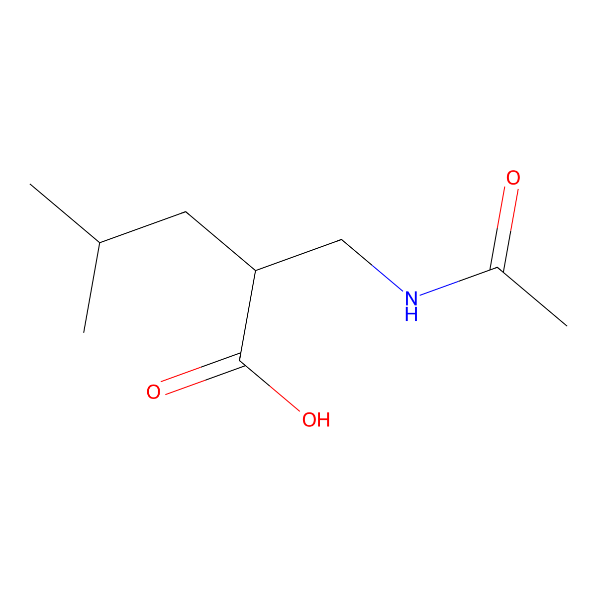 2-(Acetamidomethyl)-4-methylpentanoic acid molecular structure, CAS 1507025-93-5