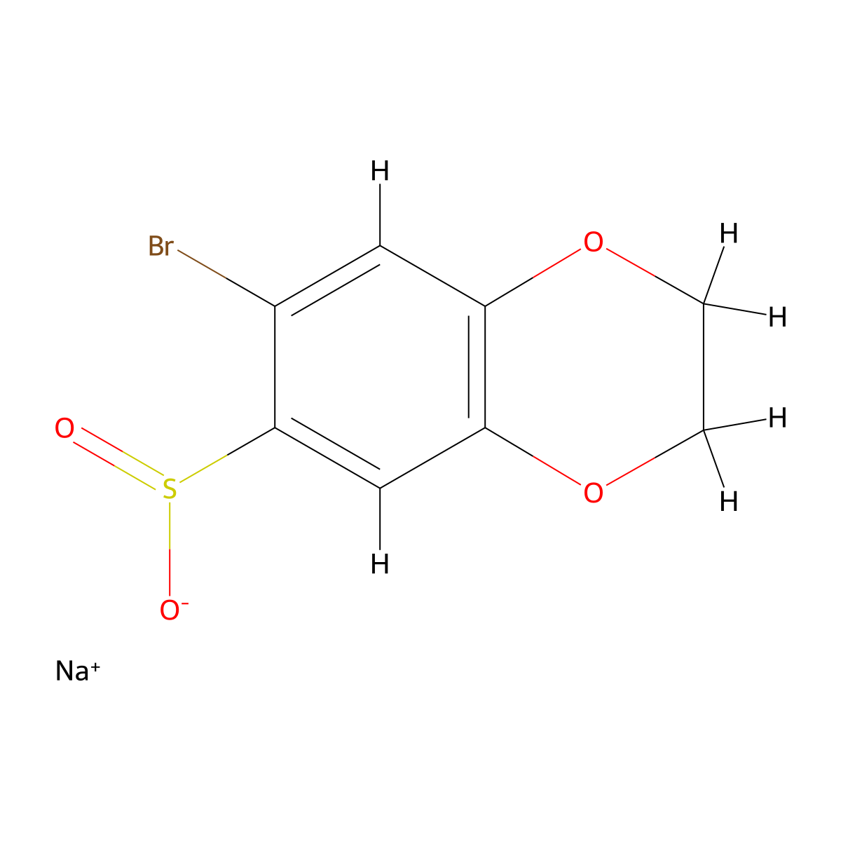 Sodium 7-bromo-2,3-dihydro-1,4-benzodioxine-6-sulfinate molecular structure, CAS 1507044-87-2