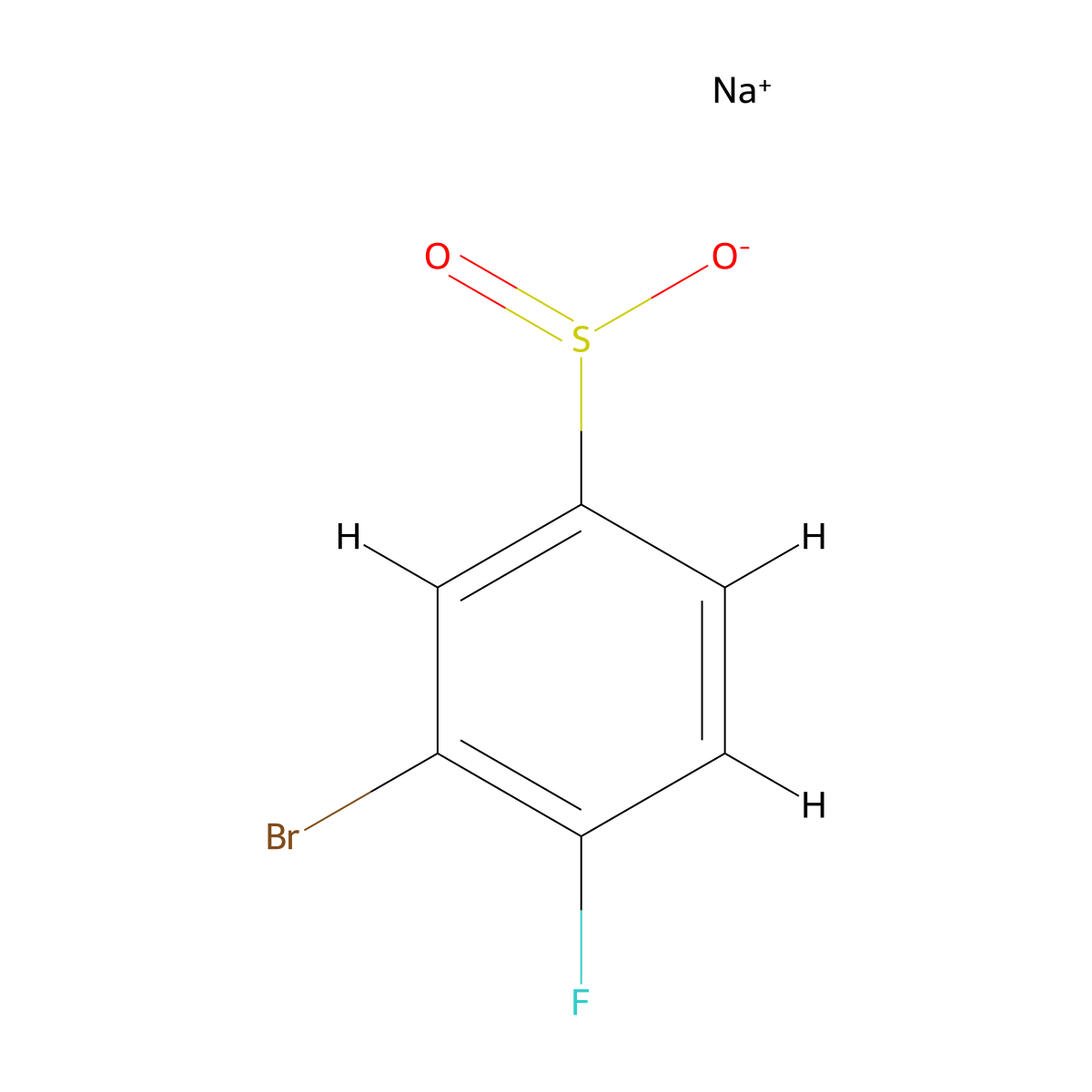 Sodium 3-bromo-4-fluorobenzene-1-sulfinate molecular structure, CAS 1507046-87-8