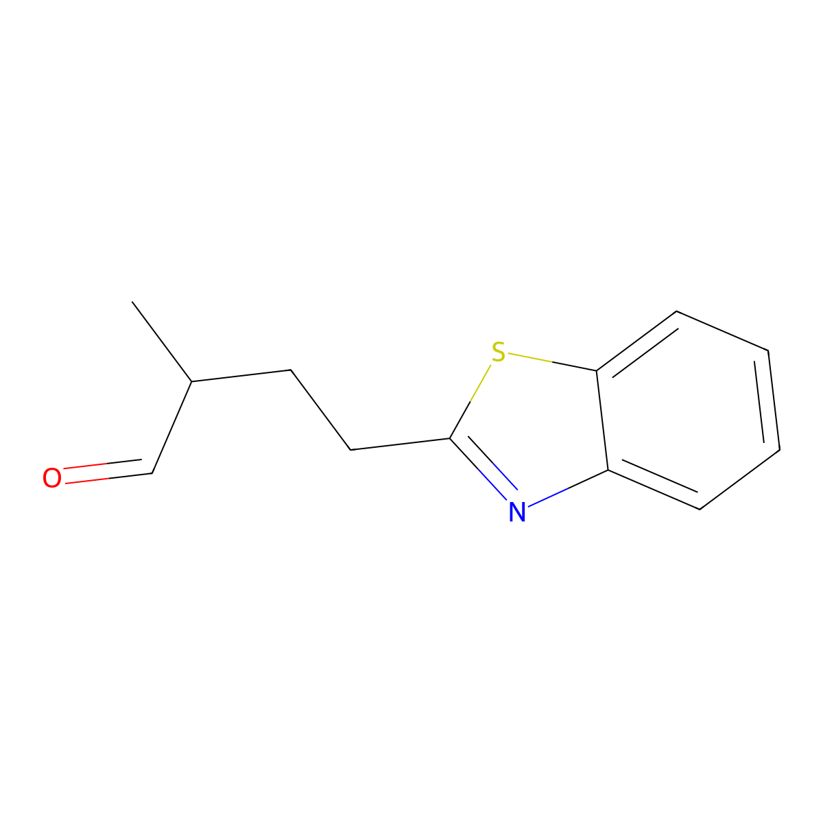 4-(Benzo[d]thiazol-2-yl)-2-methylbutanal molecular structure, CAS 1507050-25-0