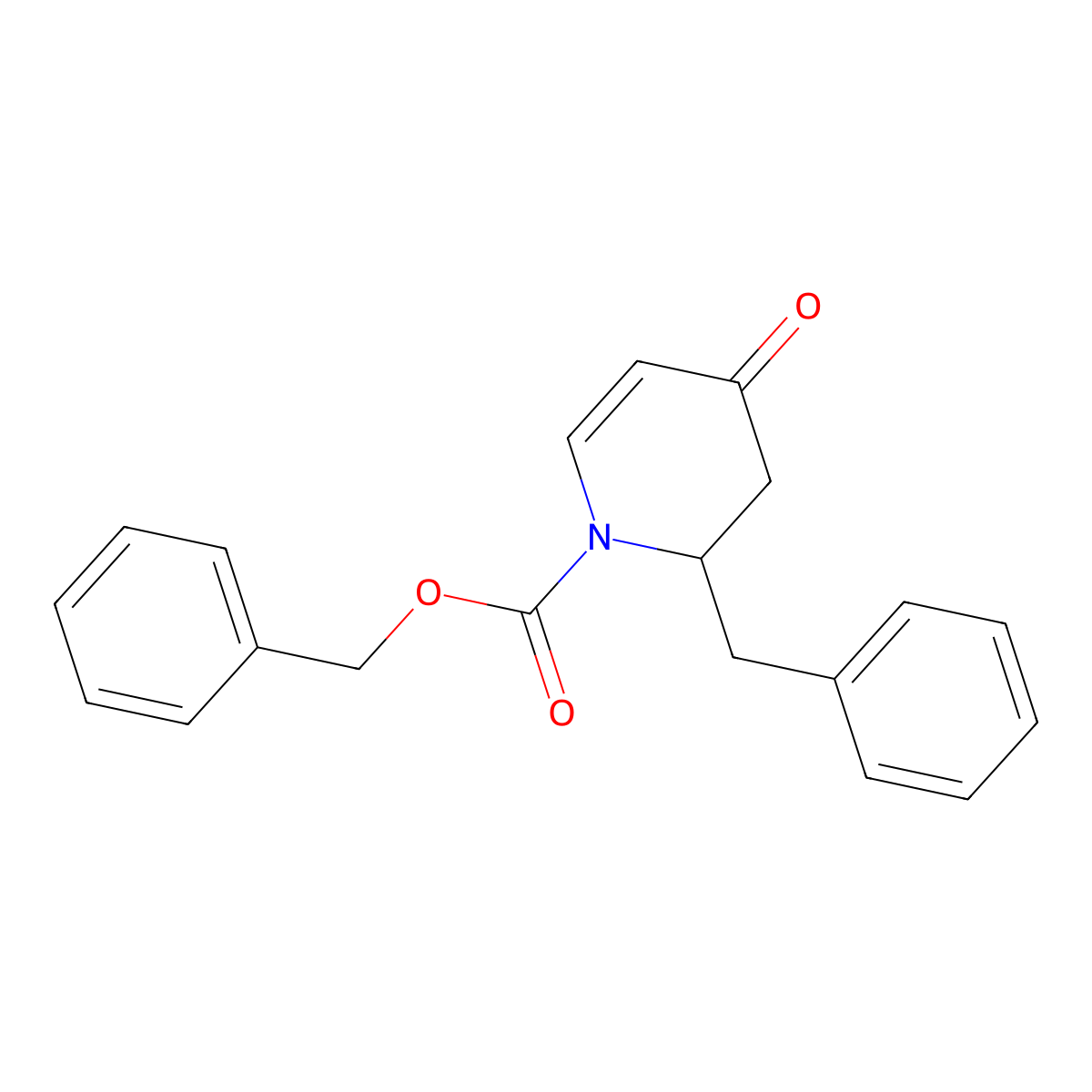 Benzyl 2-benzyl-4-oxo-3,4-dihydropyridine-1(2H)-carboxylate molecular structure, CAS 150708-76-2