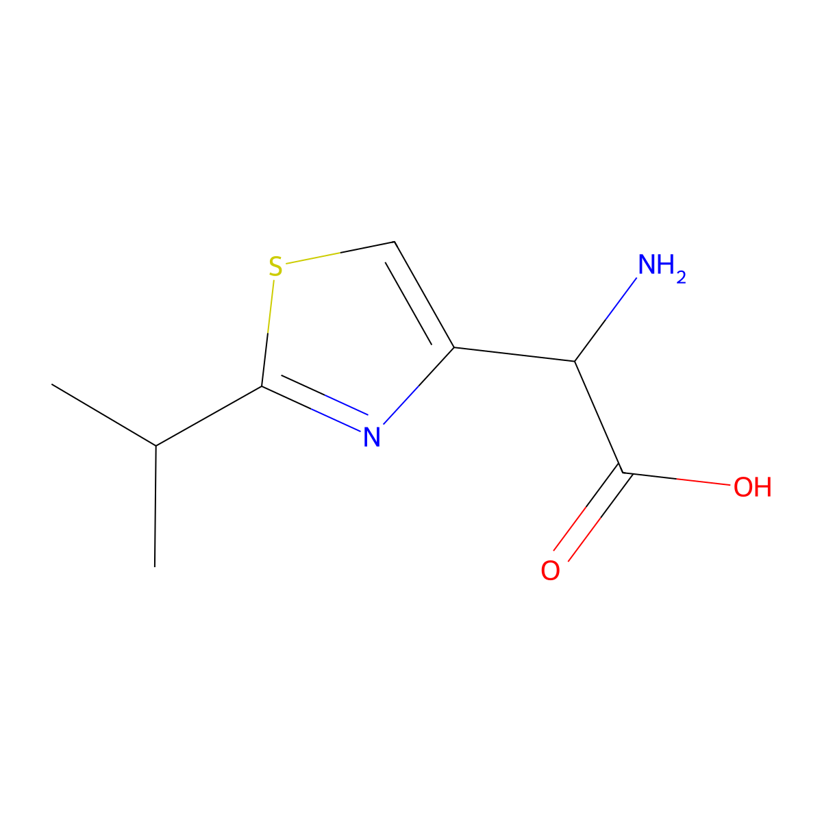 2-Amino-2-[2-(propan-2-yl)-1,3-thiazol-4-yl]acetic acid molecular structure, CAS 1507082-56-5