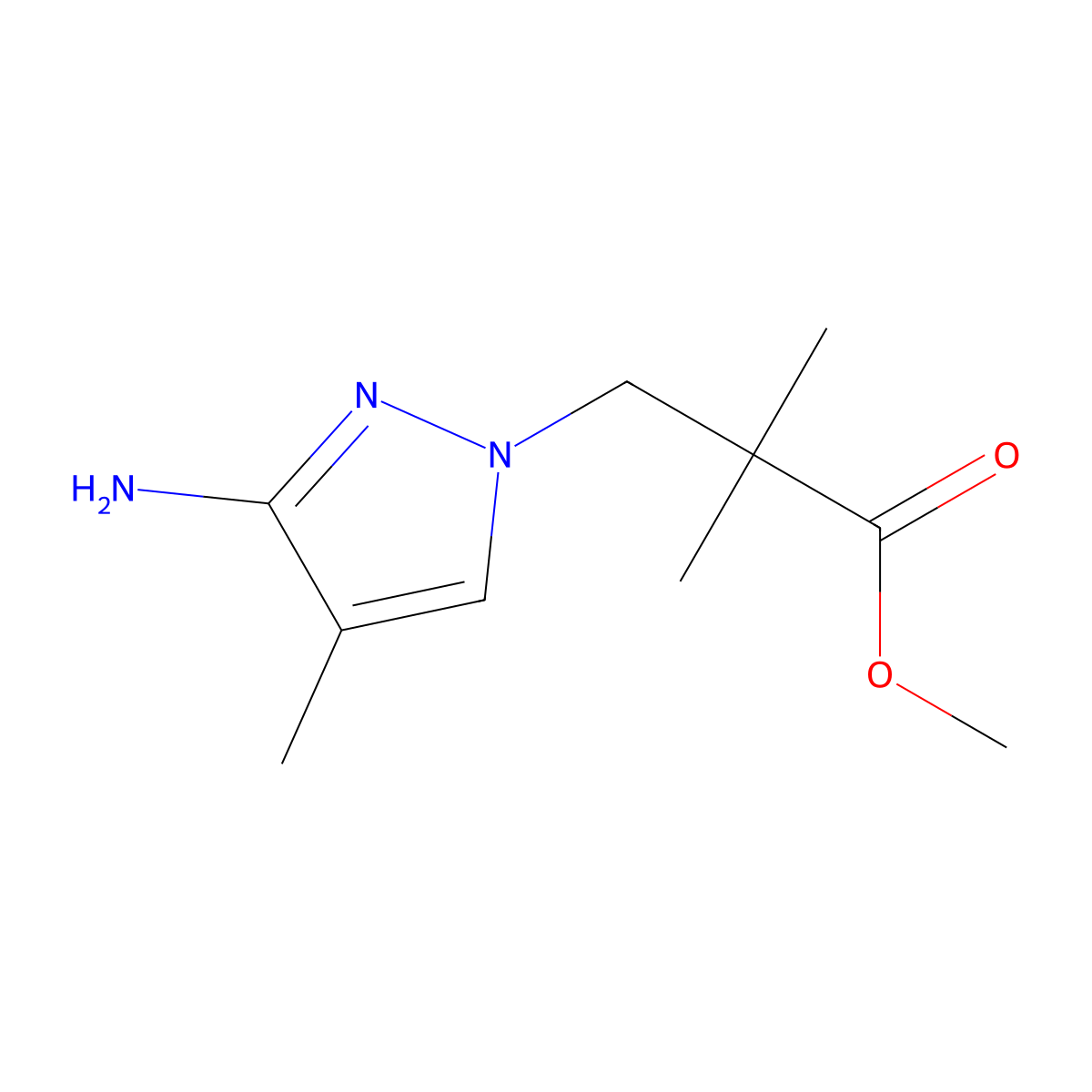 Methyl 3-(3-amino-4-methyl-1h-pyrazol-1-yl)-2,2-dimethylpropanoate molecular structure, CAS 1507101-66-7