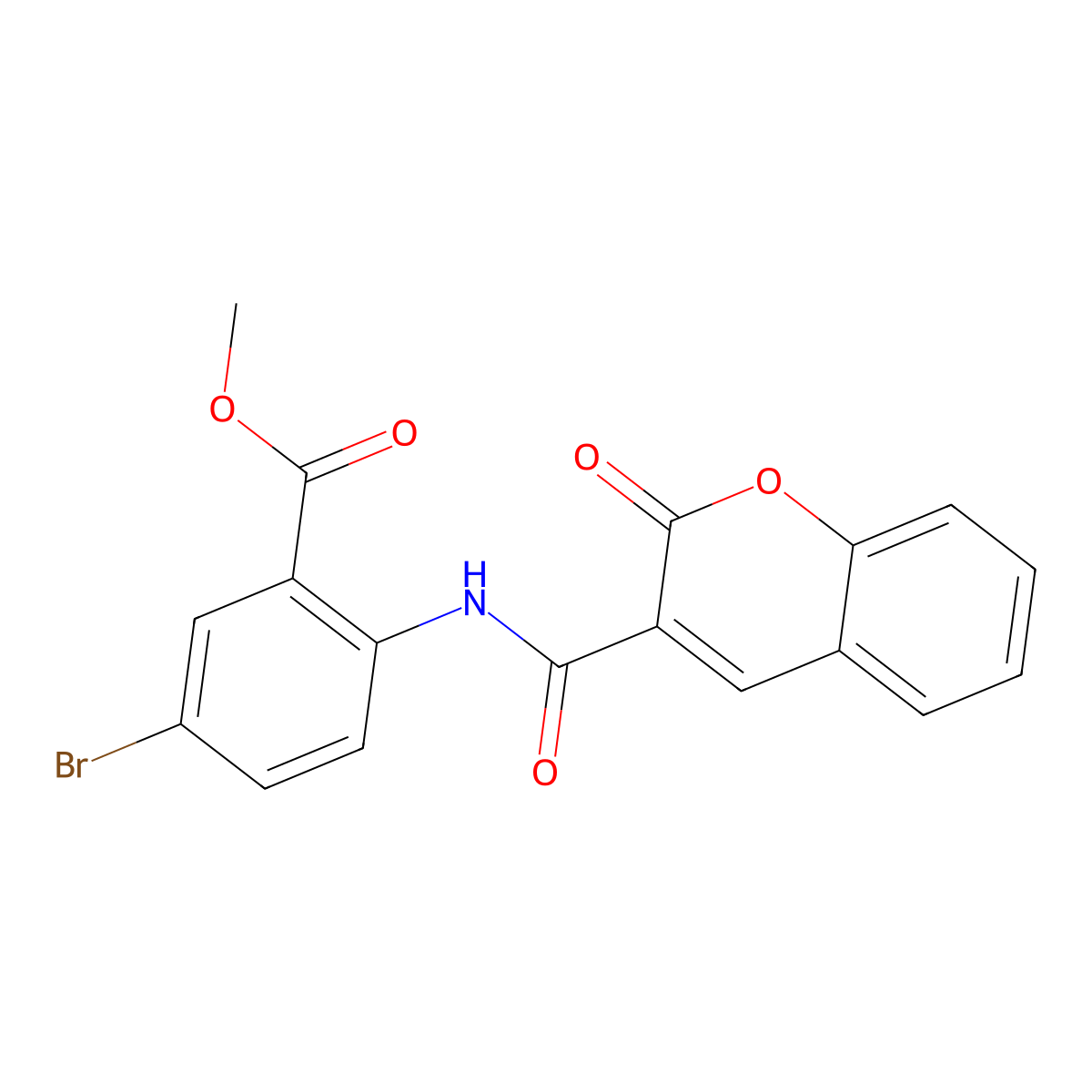 methyl 5-bromo-2-(2-oxo-2H-chromene-3-carboxamido)benzoate molecular structure, CAS 150711-92-5