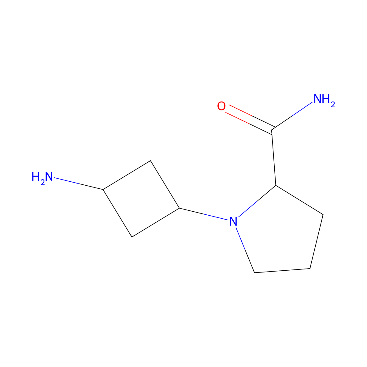 1-(3-Aminocyclobutyl)pyrrolidine-2-carboxamide molecular structure, CAS 1507131-80-7