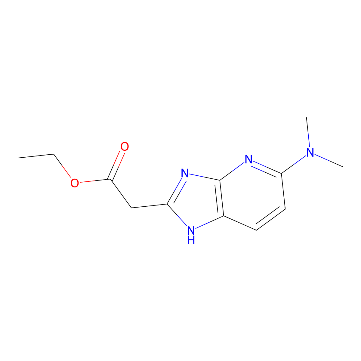 ethyl 2-(5-(dimethylamino)-3H-imidazo(4,5-b)pyridin-2-yl)acetate molecular structure, CAS 1507137-28-1