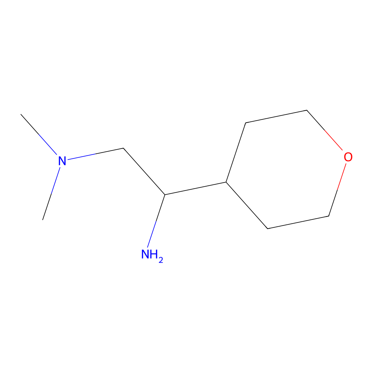 (2-Amino-2-(oxan-4-yl)ethyl)dimethylamine molecular structure, CAS 1507140-17-1