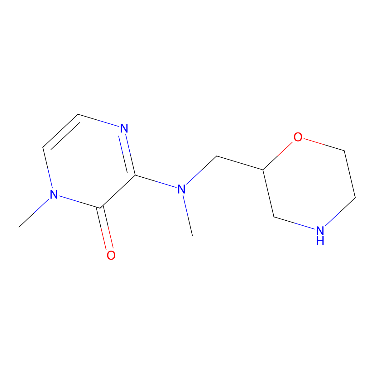 1-Methyl-3-[methyl(morpholin-2-ylmethyl)amino]-1,2-dihydropyrazin-2-one molecular structure, CAS 1507157-40-5