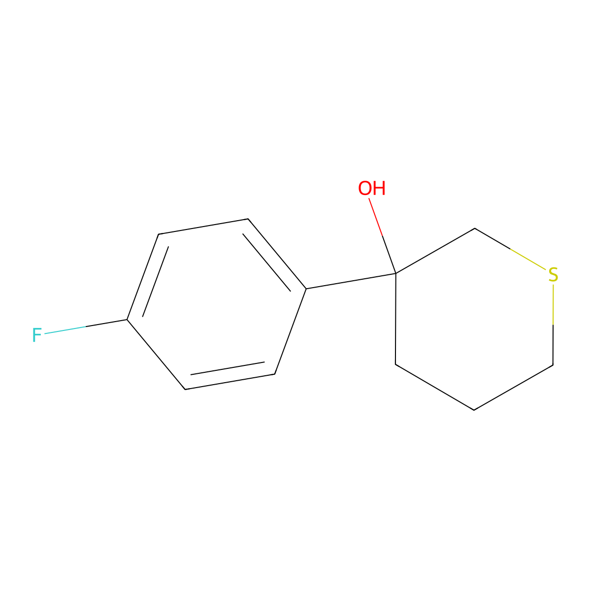 3-(4-Fluorophenyl)thian-3-ol molecular structure, CAS 1507162-17-5