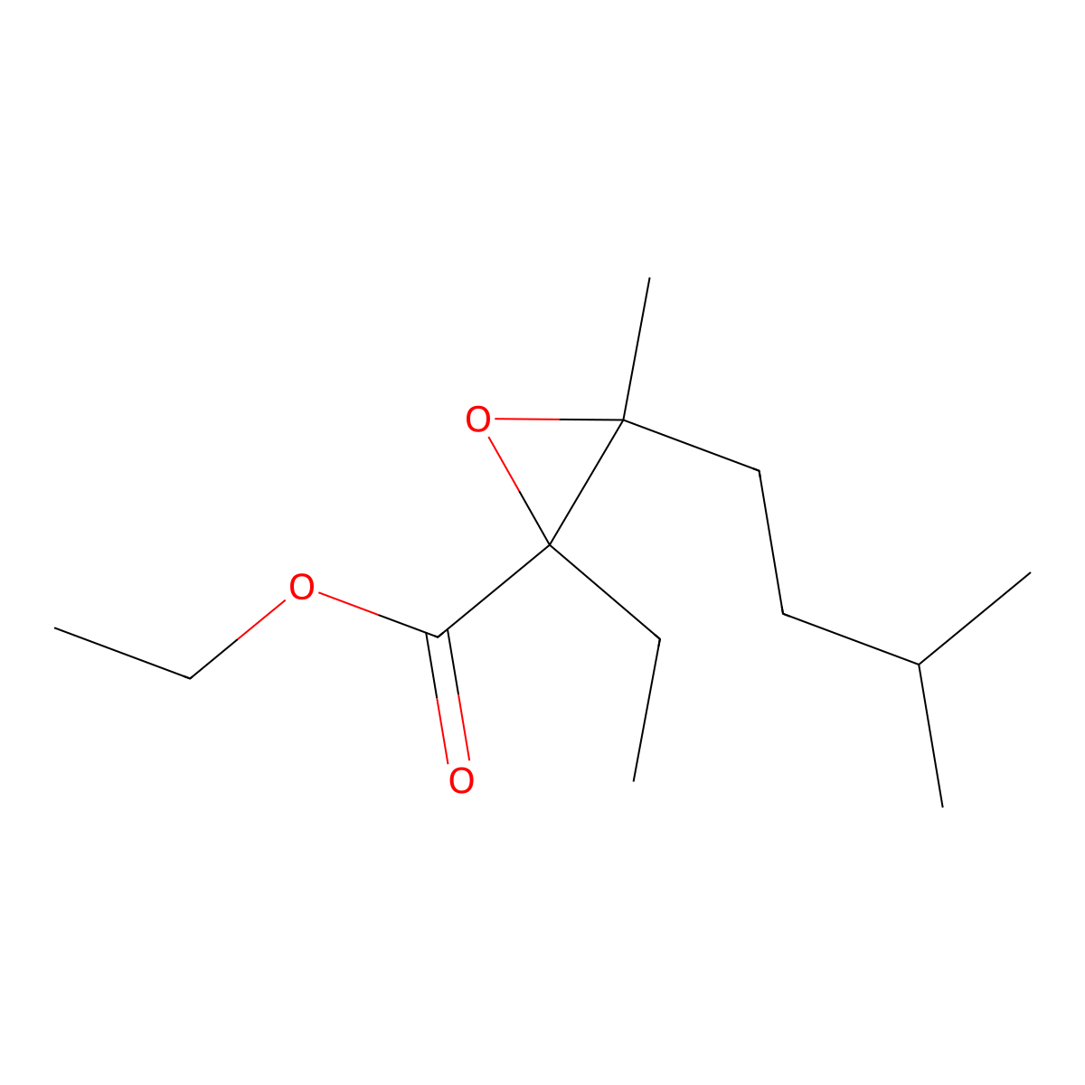 Ethyl 2-ethyl-3-methyl-3-(3-methylbutyl)oxirane-2-carboxylate molecular structure, CAS 1507172-37-3