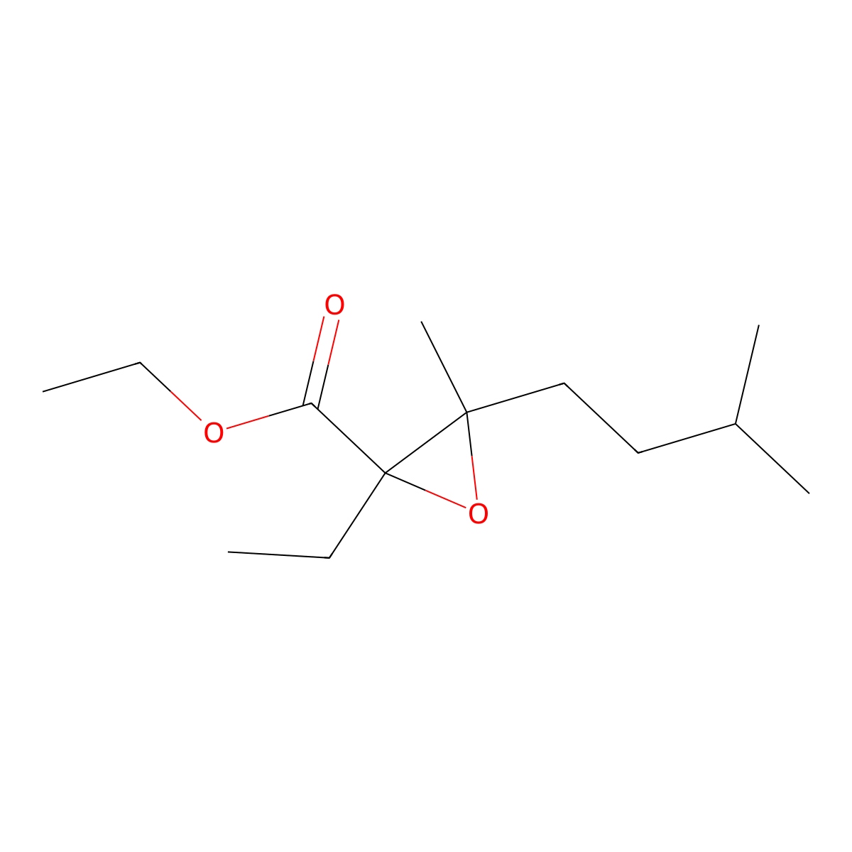 Ethyl 2-ethyl-3-methyl-3-(3-methylbutyl)oxirane-2-carboxylate molecular structure, CAS 1507172-37-3