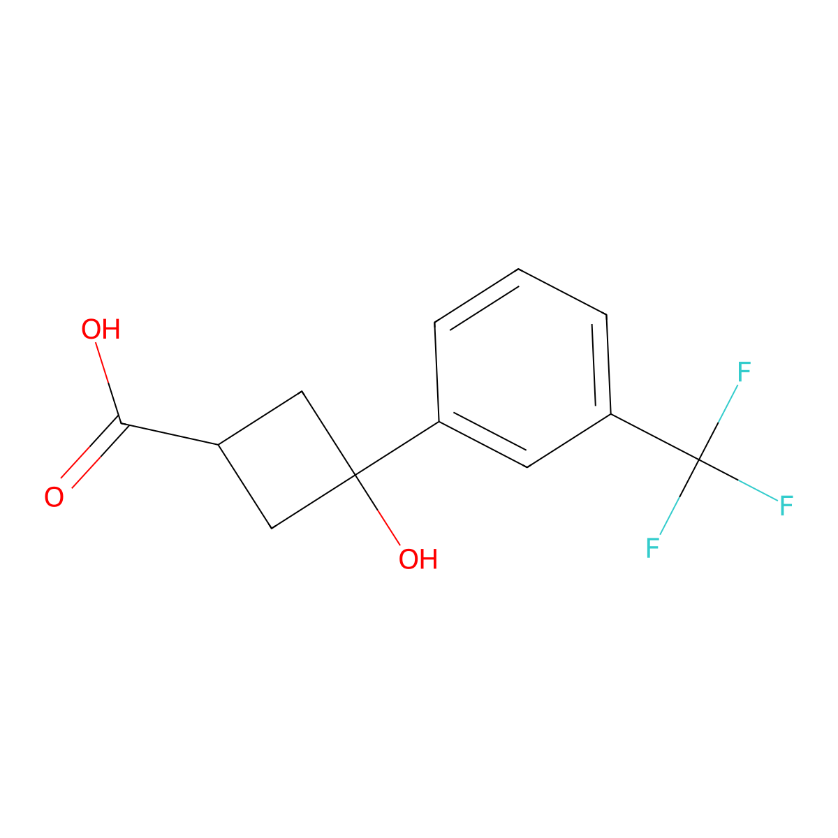 3-Hydroxy-3-[3-(trifluoromethyl)phenyl]cyclobutanecarboxylic acid molecular structure, CAS 1507194-87-7