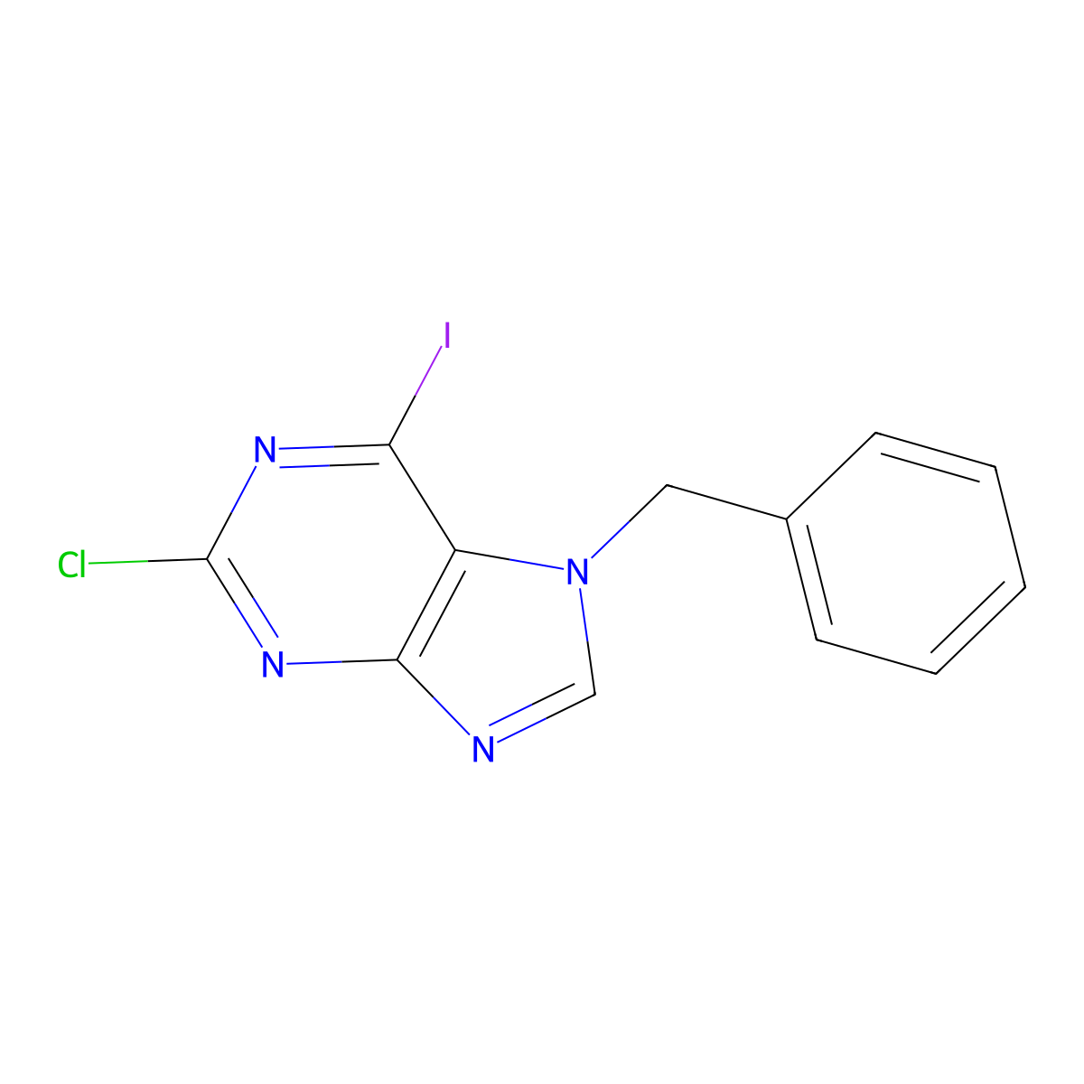 7-Benzyl-2-chloro-6-iodo-7H-purine molecular structure, CAS 150721-89-4