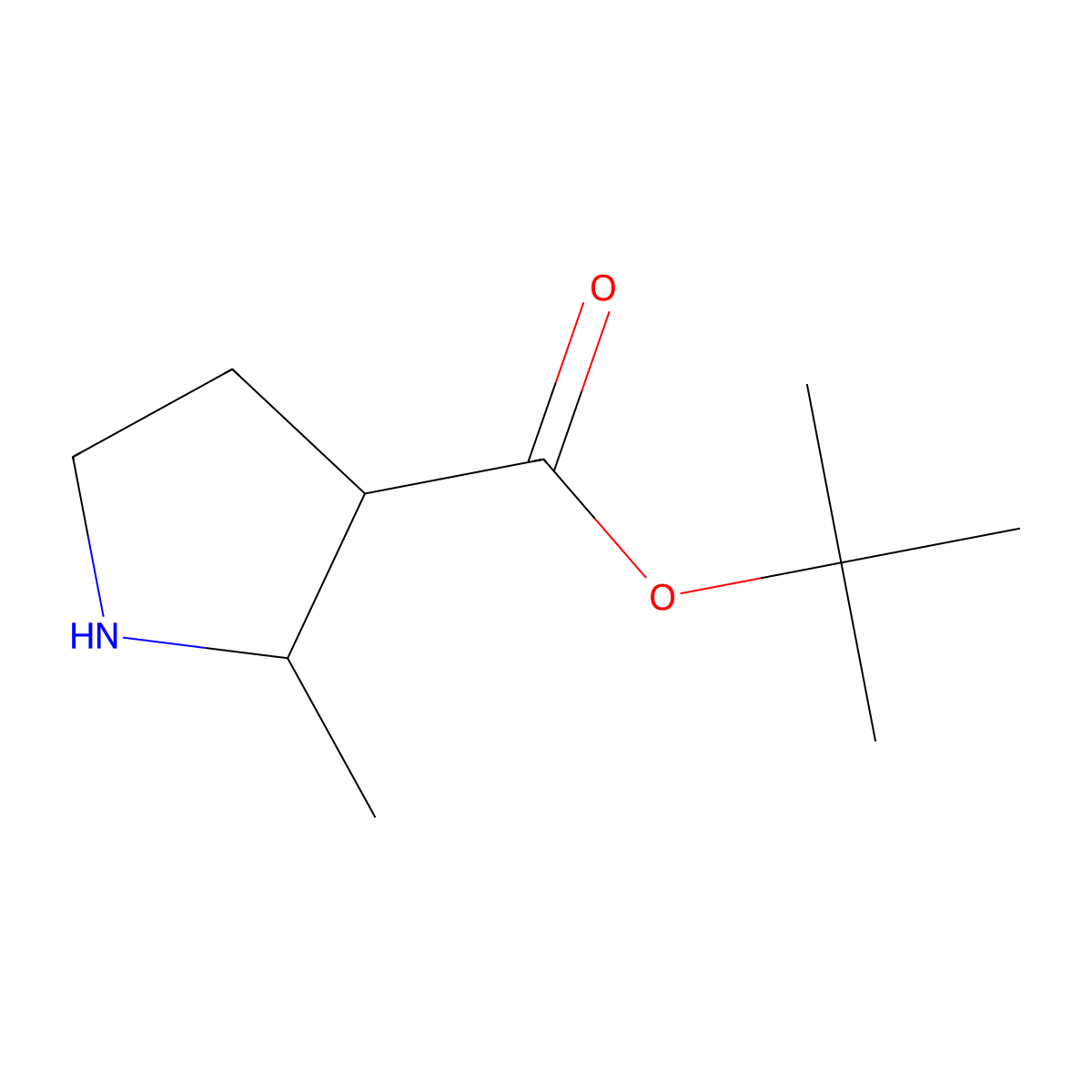 Tert-butyl 2-methylpyrrolidine-3-carboxylate molecular structure, CAS 1507212-89-6
