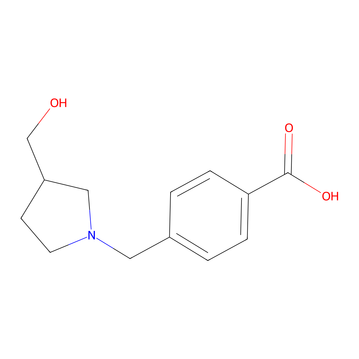 4-{[3-(Hydroxymethyl)pyrrolidin-1-yl]methyl}benzoic acid molecular structure, CAS 1507230-97-8