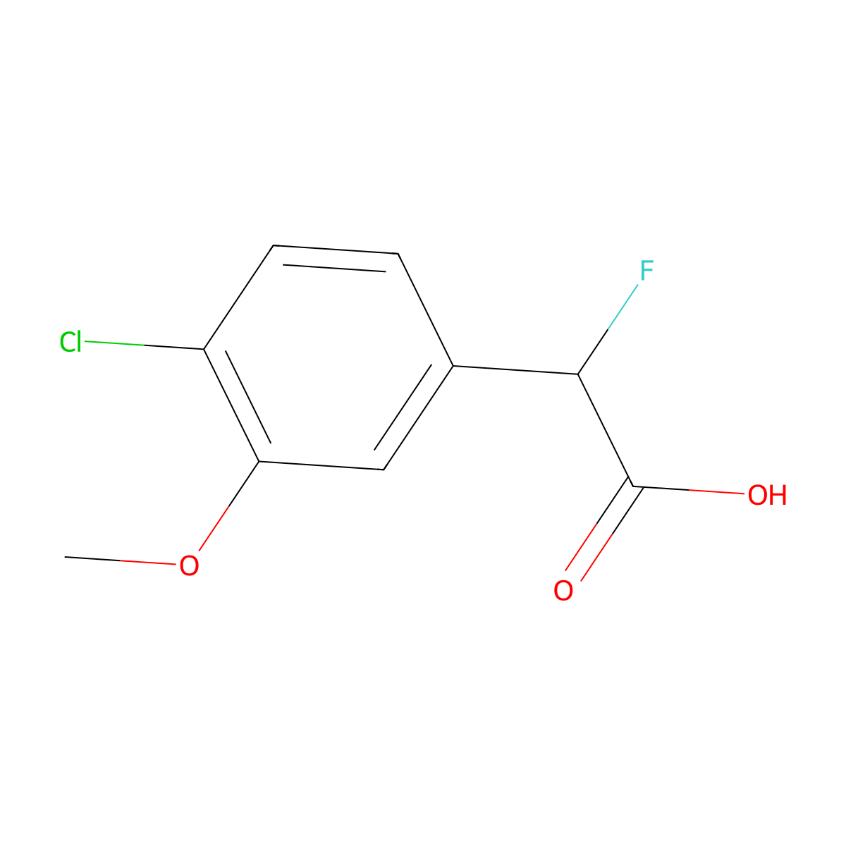 2-(4-Chloro-3-methoxyphenyl)-2-fluoroacetic acid molecular structure, CAS 1507241-43-1