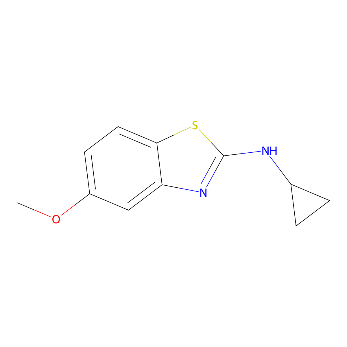 N-cyclopropyl-5-methoxy-1,3-benzothiazol-2-amine molecular structure, CAS 1507248-15-8