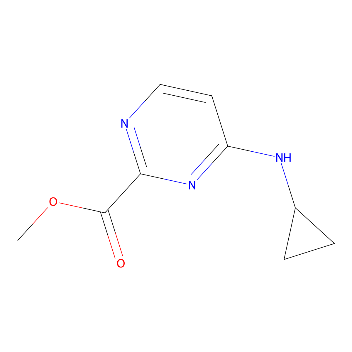 Methyl 4-(cyclopropylamino)pyrimidine-2-carboxylate molecular structure, CAS 1507250-25-0