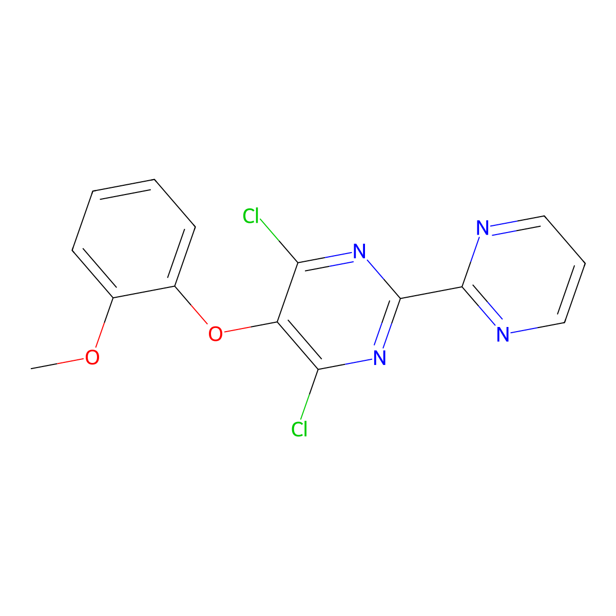 4,6-Dichloro-5-(2-methoxyphenoxy)-2,2'-bipyrimidine molecular structure, CAS 150728-13-5