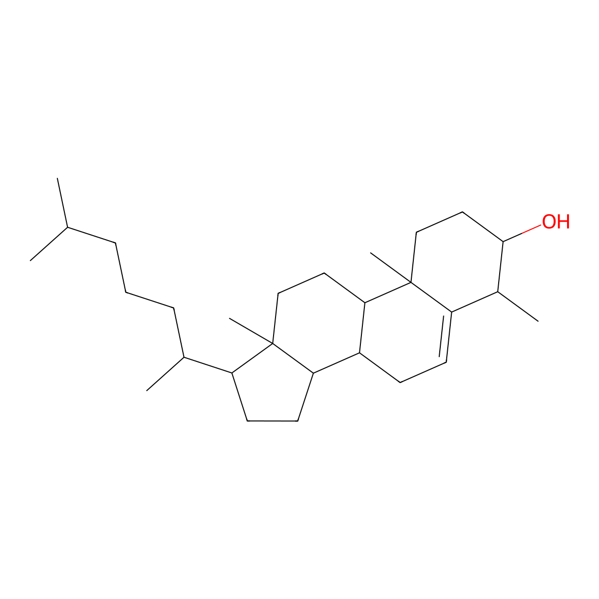 4alpha-Methyl-cholest-5-en-3beta-ol molecular structure, CAS 15073-00-4