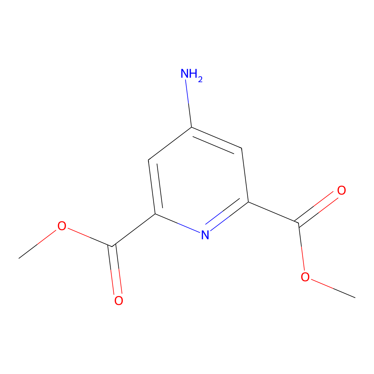 Dimethyl 4-aminopyridine-2,6-dicarboxylate molecular structure, CAS 150730-41-9