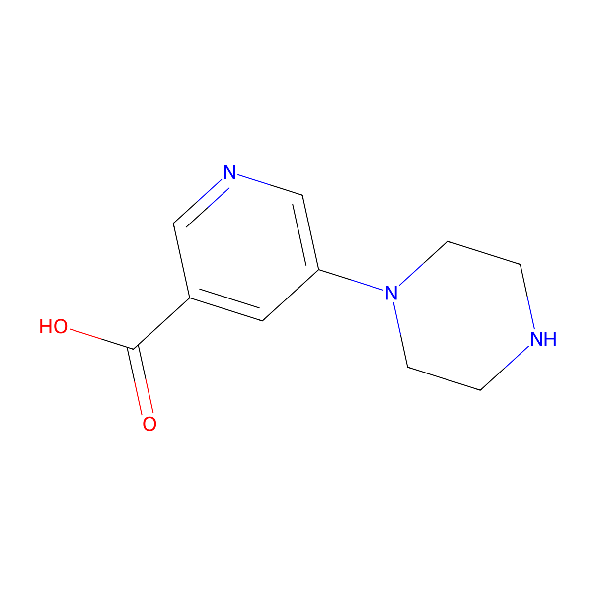 5-(Piperazin-1-YL)pyridine-3-carboxylic acid molecular structure, CAS 1507327-60-7