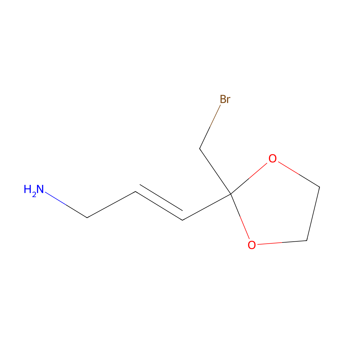 3-(2-(Bromomethyl)-1,3-dioxolan-2-yl)prop-2-en-1-amine molecular structure, CAS 1507368-48-0