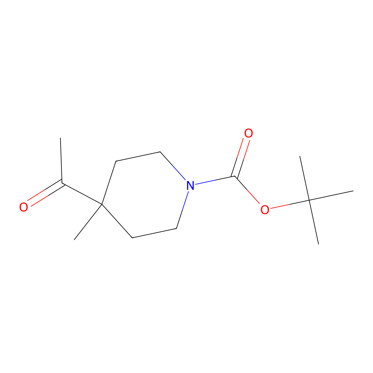 Tert-butyl 4-acetyl-4-methylpiperidine-1-carboxylate molecular structure, CAS 1507372-37-3