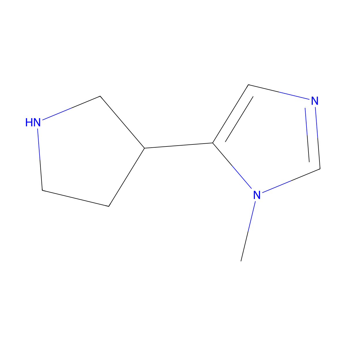 1-methyl-5-(pyrrolidin-3-yl)-1H-imidazole molecular structure, CAS 1507372-84-0