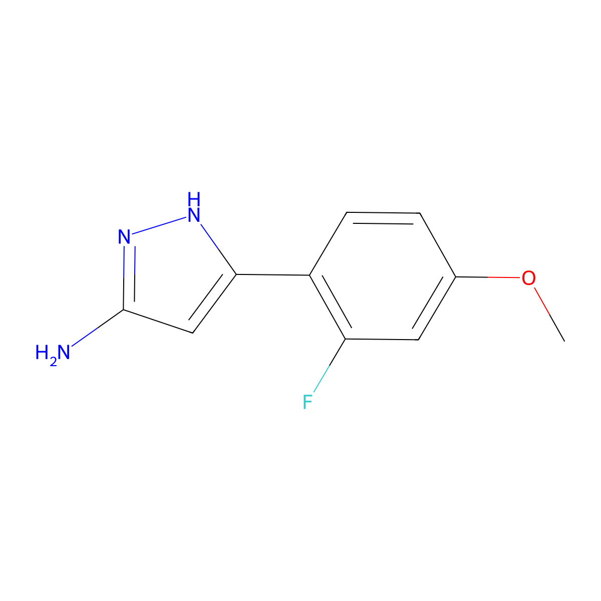 5-(2-fluoro-4-methoxyphenyl)-1H-pyrazol-3-amine molecular structure, CAS 1507385-50-3