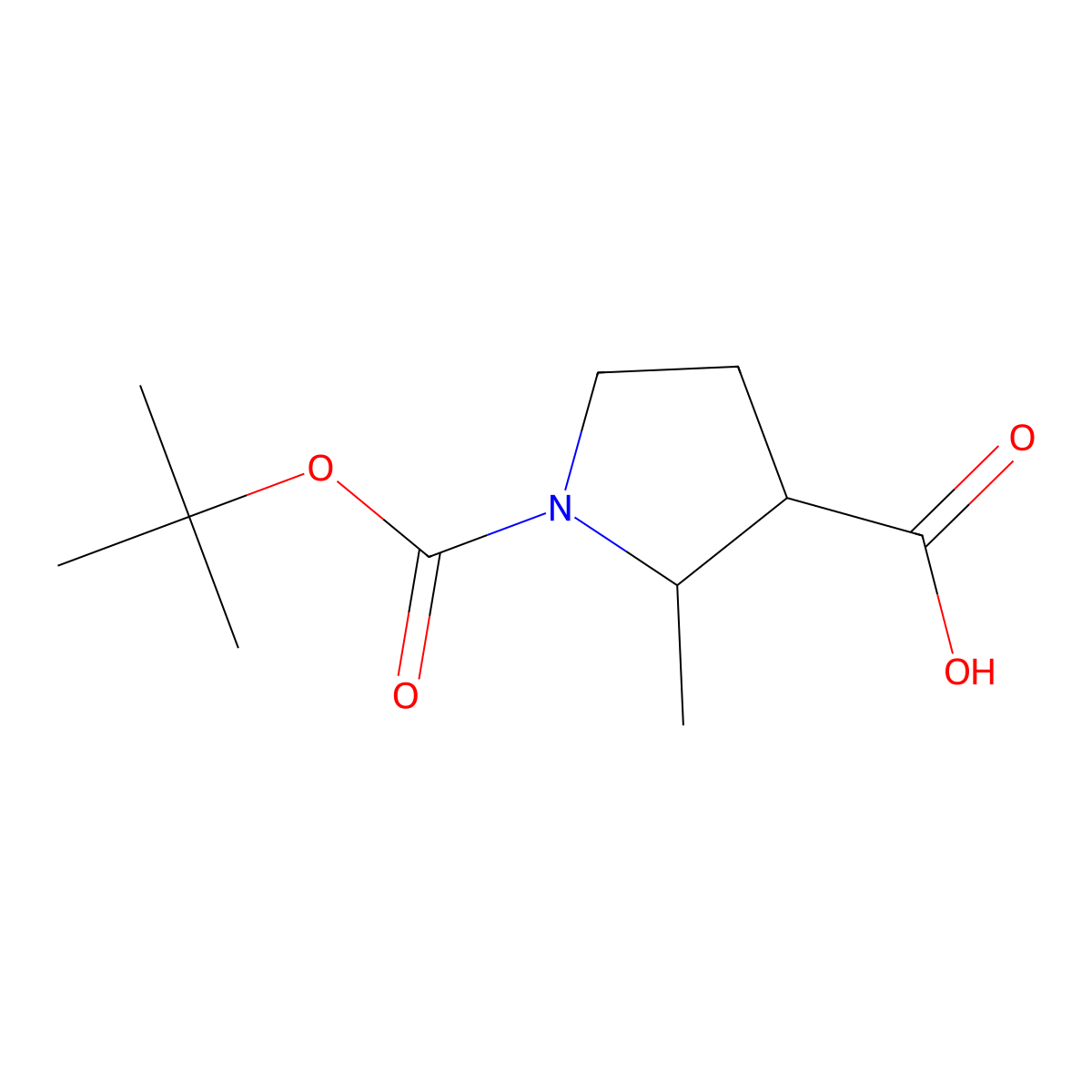 1-[(Tert-butoxy)carbonyl]-2-methylpyrrolidine-3-carboxylic acid molecular structure, CAS 1507389-76-5
