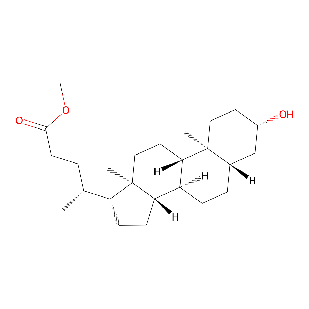 Methyl (3beta,5alpha)-3-hydroxycholan-24-oate molecular structure, CAS 15074-02-9