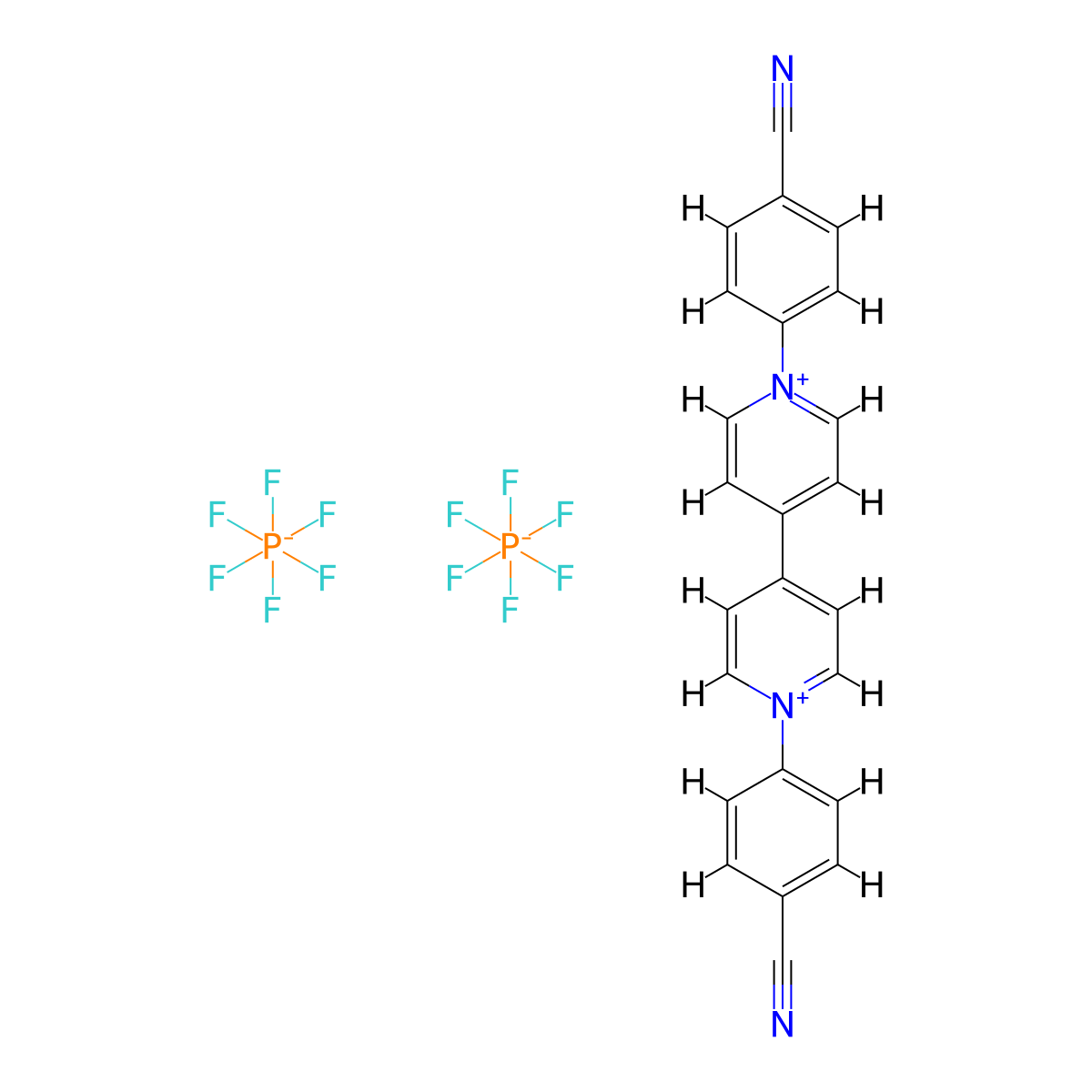 1,1'-Bis(4-cyanophenyl)-[4,4'-bipyridine]-1,1'-diium hexafluorophosphate(V) molecular structure, CAS 1507403-57-7