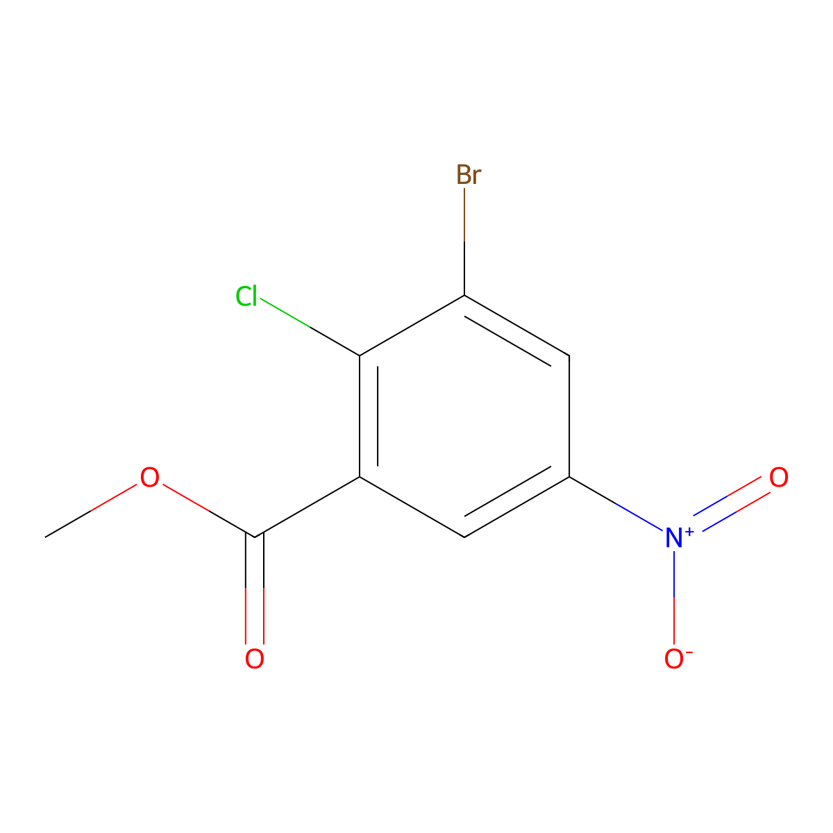 Methyl 3-bromo-2-chloro-5-nitrobenzoate molecular structure, CAS 1507488-40-5