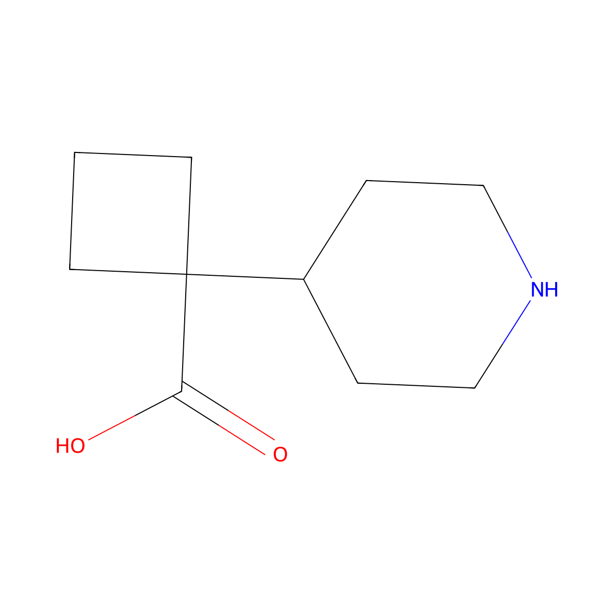 1-(Piperidin-4-yl)cyclobutane-1-carboxylic acid molecular structure, CAS 1507499-68-4