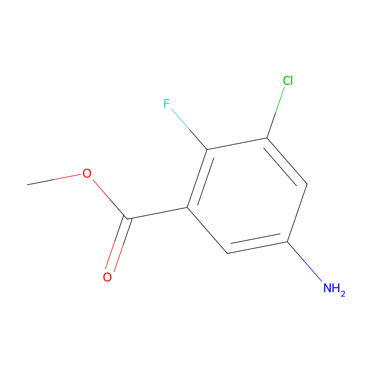 Methyl 5-amino-3-chloro-2-fluorobenzoate molecular structure, CAS 1507502-79-5