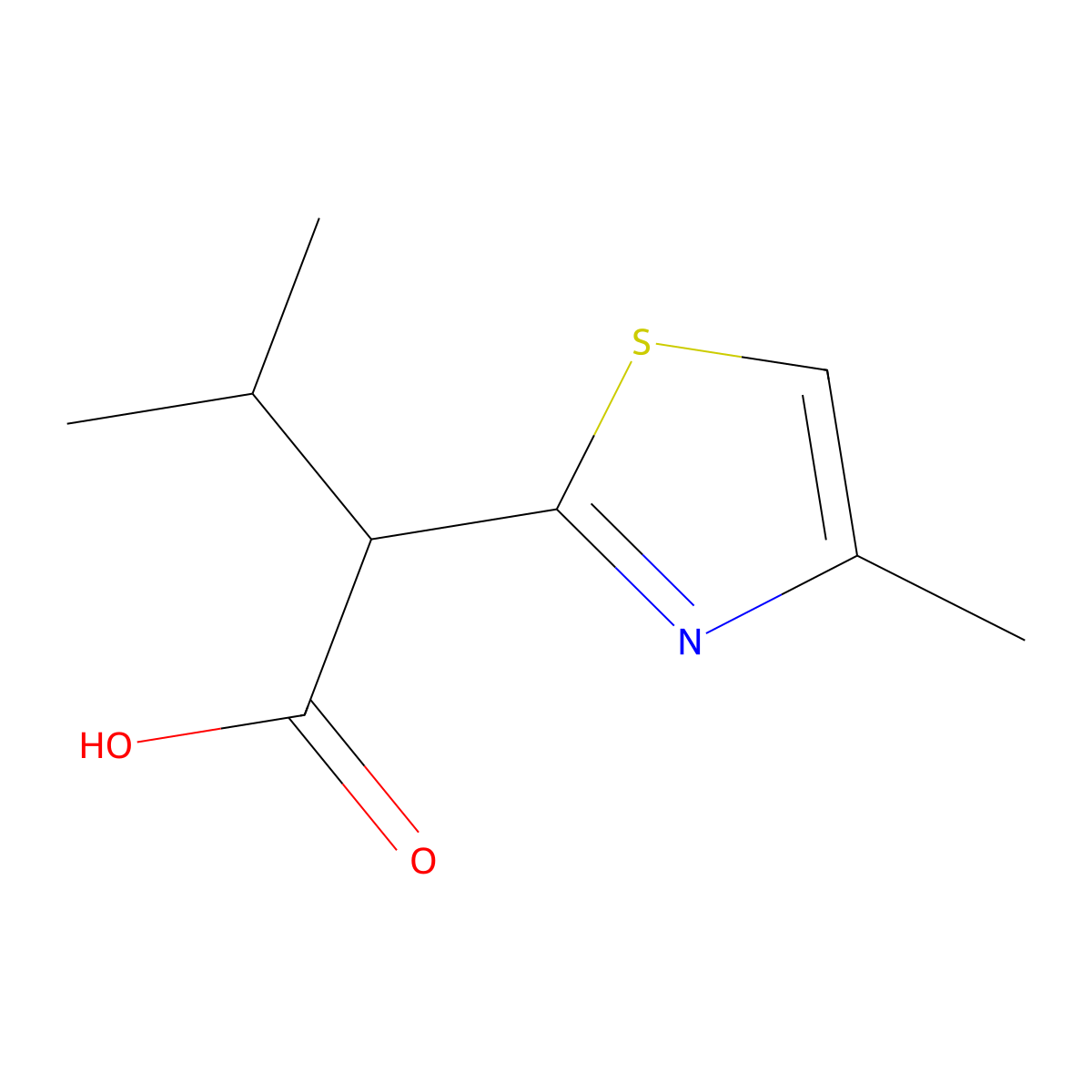 3-Methyl-2-(4-methyl-1,3-thiazol-2-yl)butanoic acid molecular structure, CAS 1507516-60-0