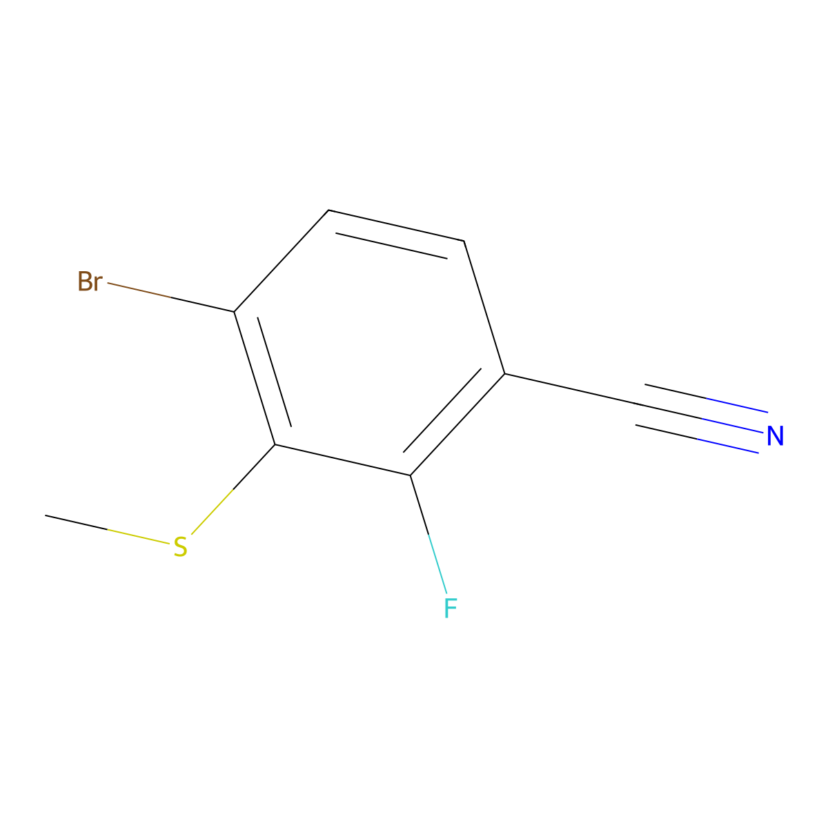4-Bromo-2-fluoro-3-(methylthio)benZonitrile molecular structure, CAS 1507538-78-4