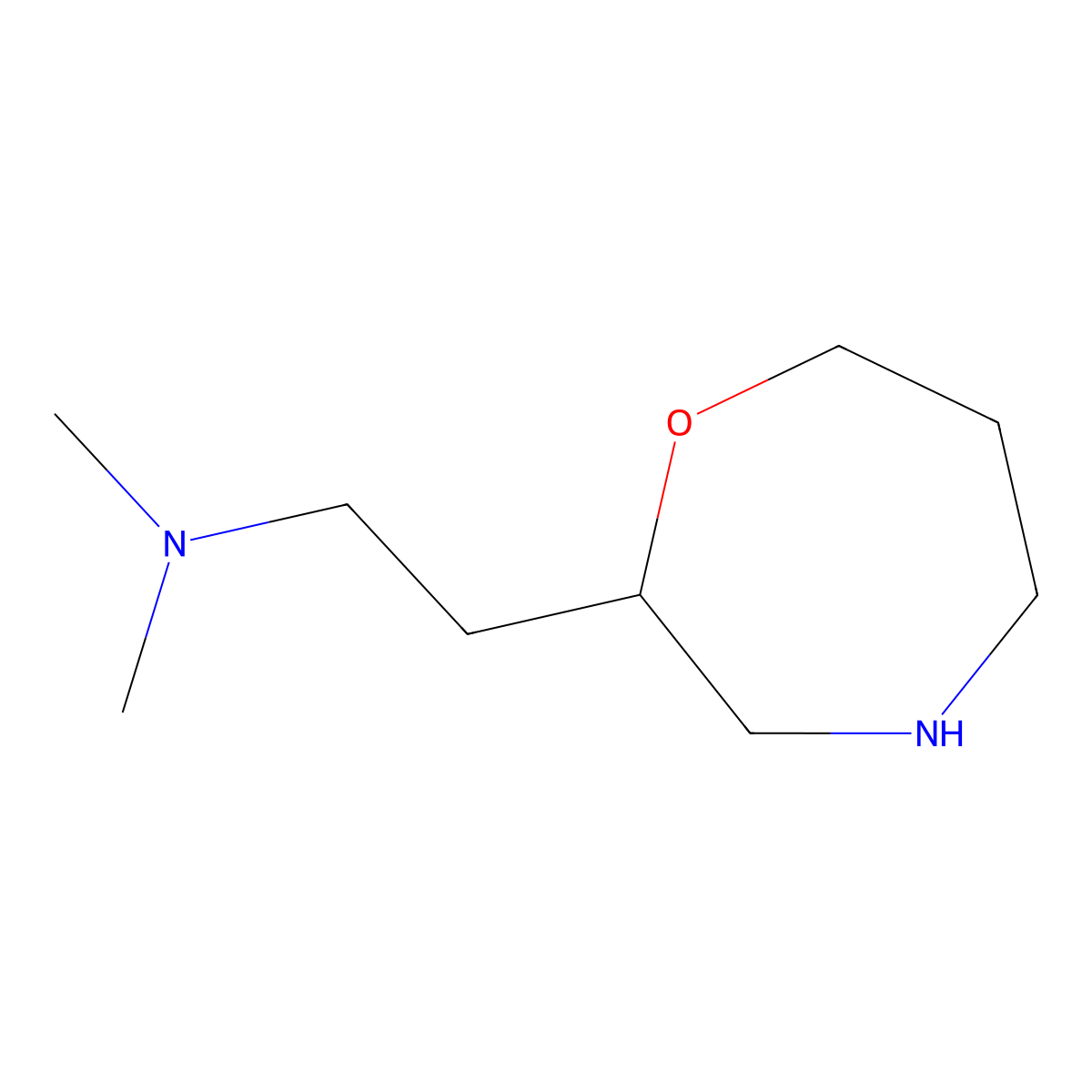 Dimethyl[2-(1,4-oxazepan-2-yl)ethyl]amine molecular structure, CAS 1507539-72-1